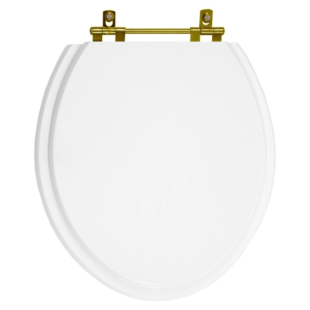 Assento Sanitário Convencional Oval Branco Ferragem Dourada