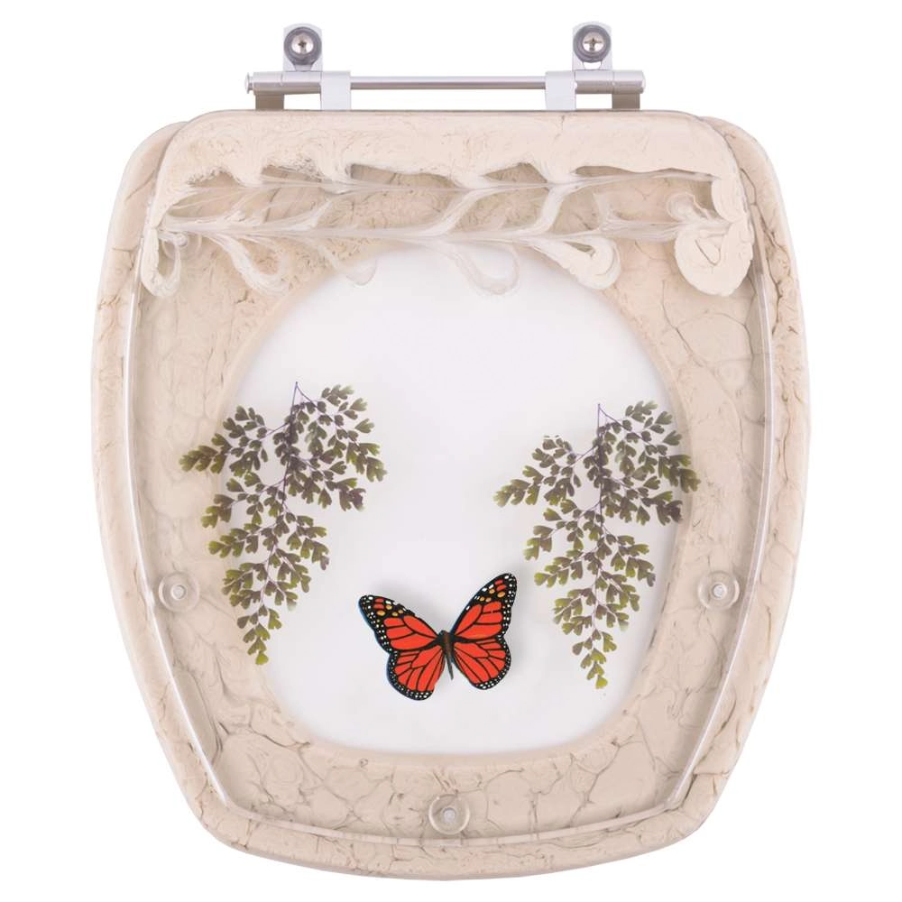 Assento Sanitário Poliester Thema Decorado Biscuit Com Borboleta Vermelha