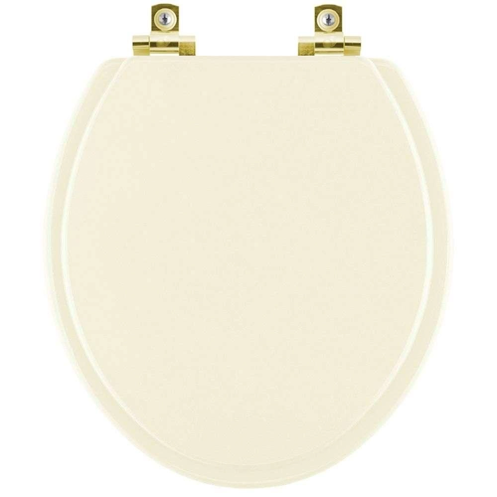 Assento Sanitário Com Fechamento Lento Convencional Oval Bege Claro Com Ferragem Dourada