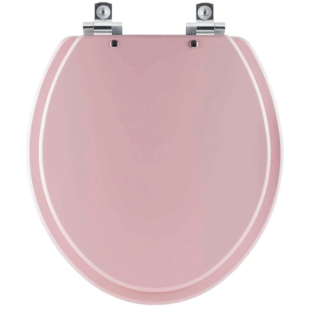 Assento Sanitário Com Amortecedor Convencional Oval Rosa Para Todos Os Fabricantes