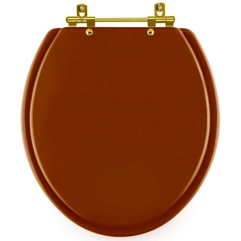 Assento Sanitário Convencional Oval Universal Caramelo Com Ferragem Dourada