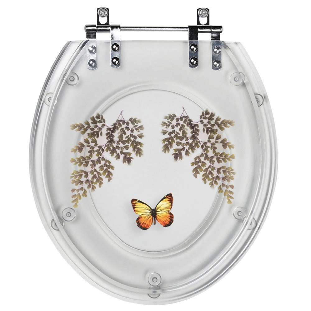 Assento Sanitário Decorado Convencional Oval Transparente