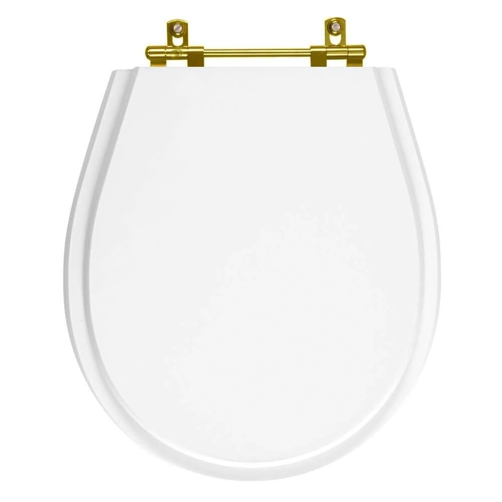 Assento Sanitário Avalon Branco Ferragem Dourada Para Ideal