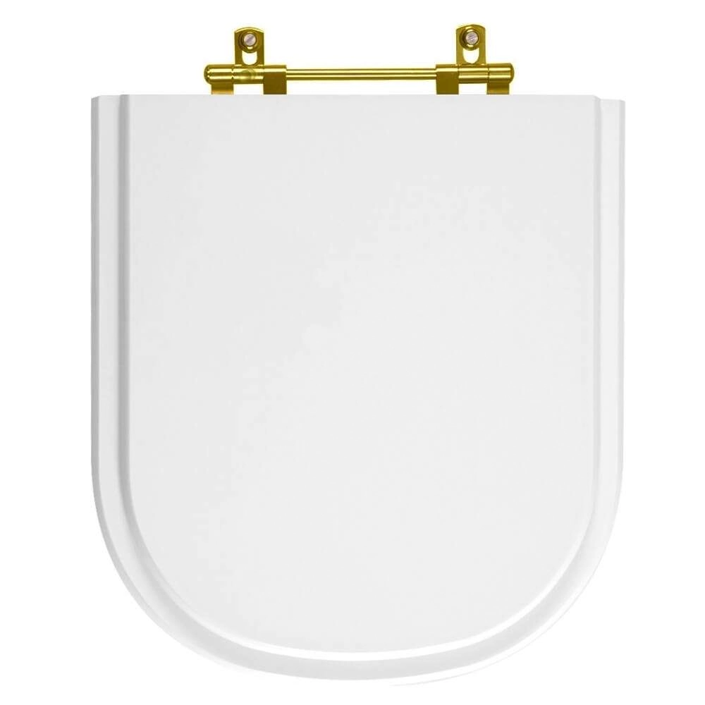 Assento Sanitário Vogue Plus Branco Com Ferragem Dourada