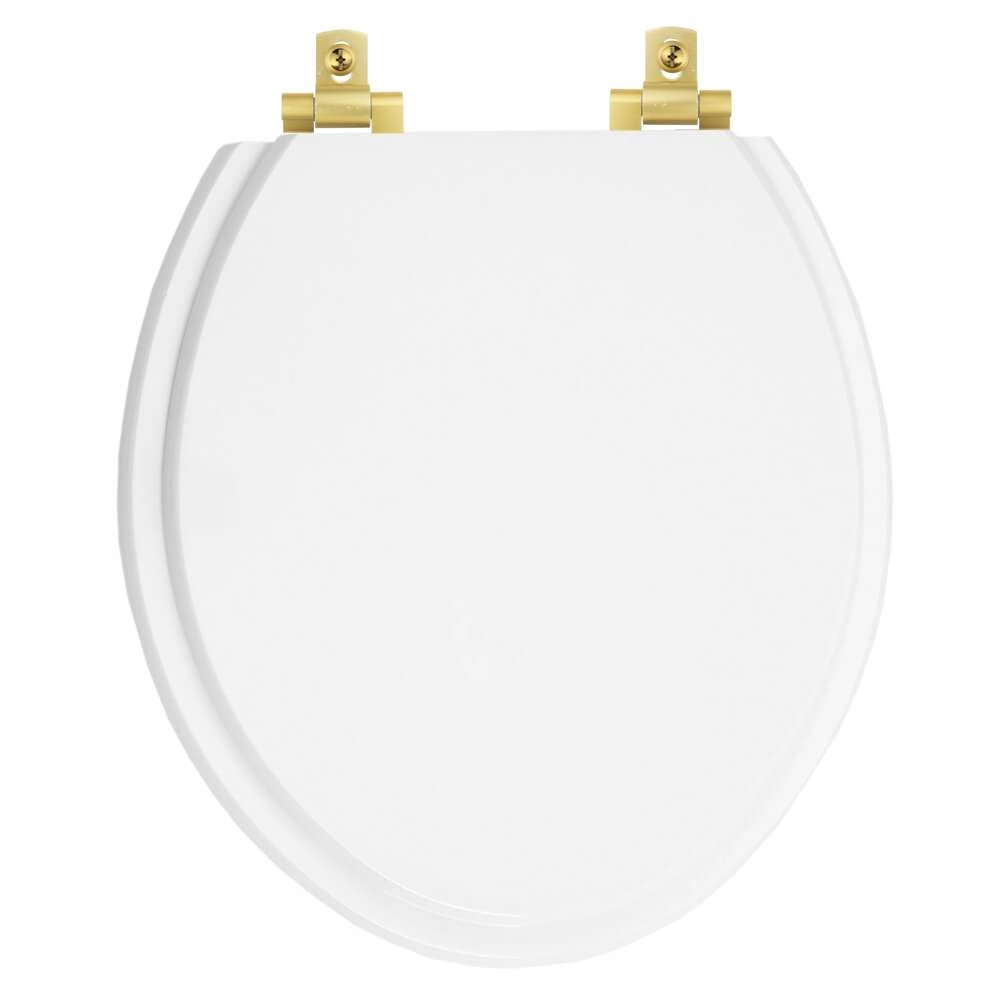 Assento Sanitário Laqueado Soft Close Oval Branco Para Todas As Marcas Com Ferragem Dourada