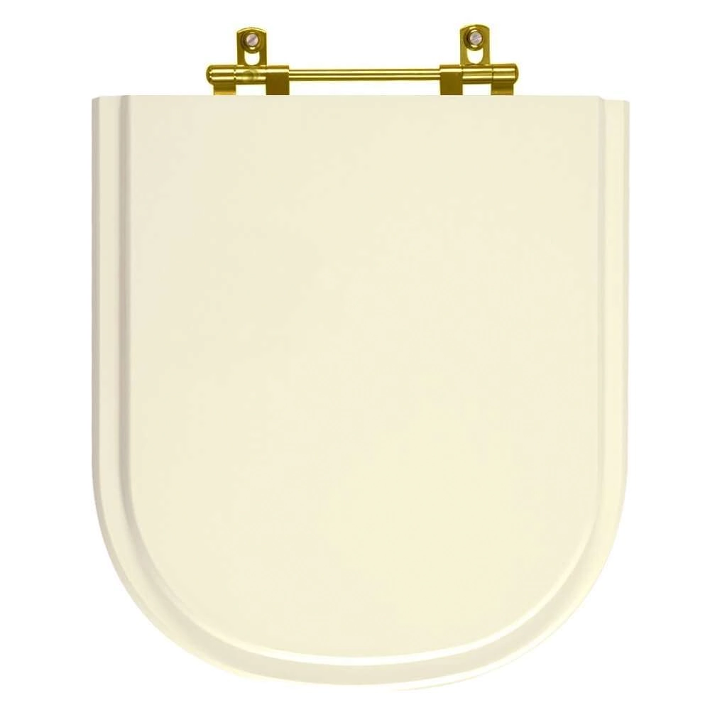 Assento Sanitário Poliéster Vogue Plus Creme Com Ferragem Dourada