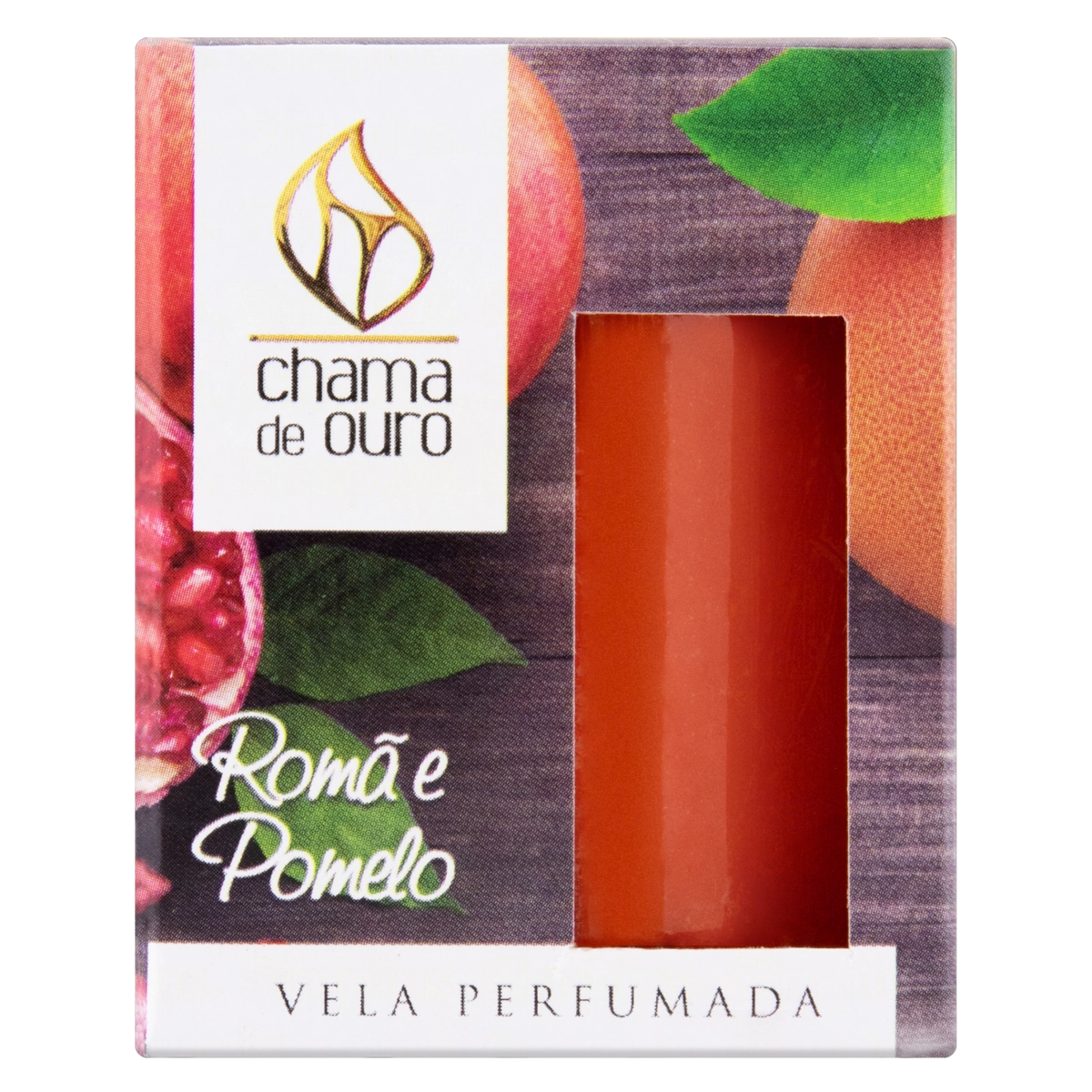 Vela Perfumada Romã E Pomelo Chama De Ouro 60g