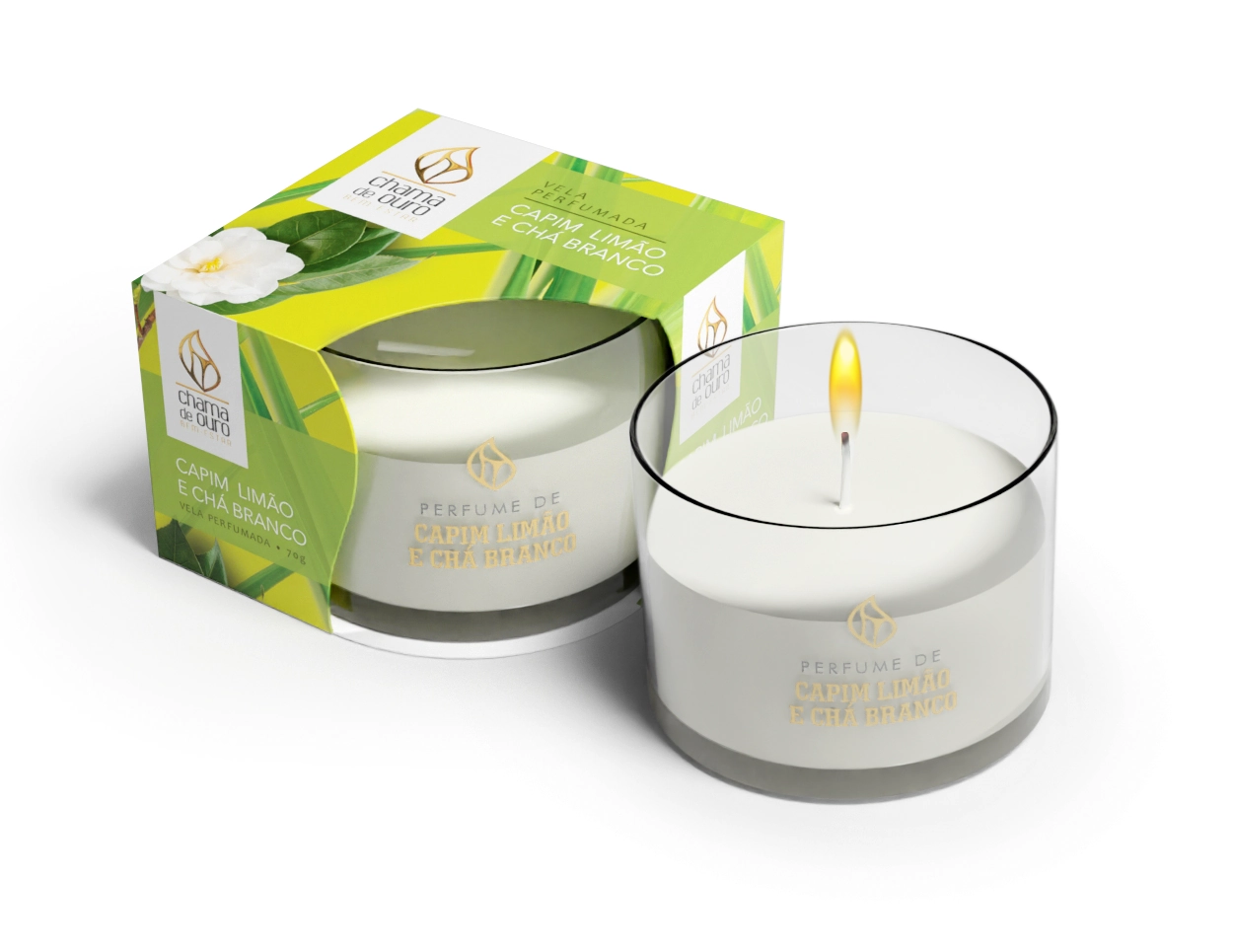 Vela 70g Em Copo Oco Tampa De Acetato Perfumada Ca