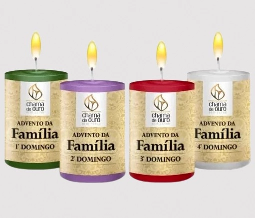 Kit Vela Advento Natal 4un 90g 90k4ad Chama De Ouro