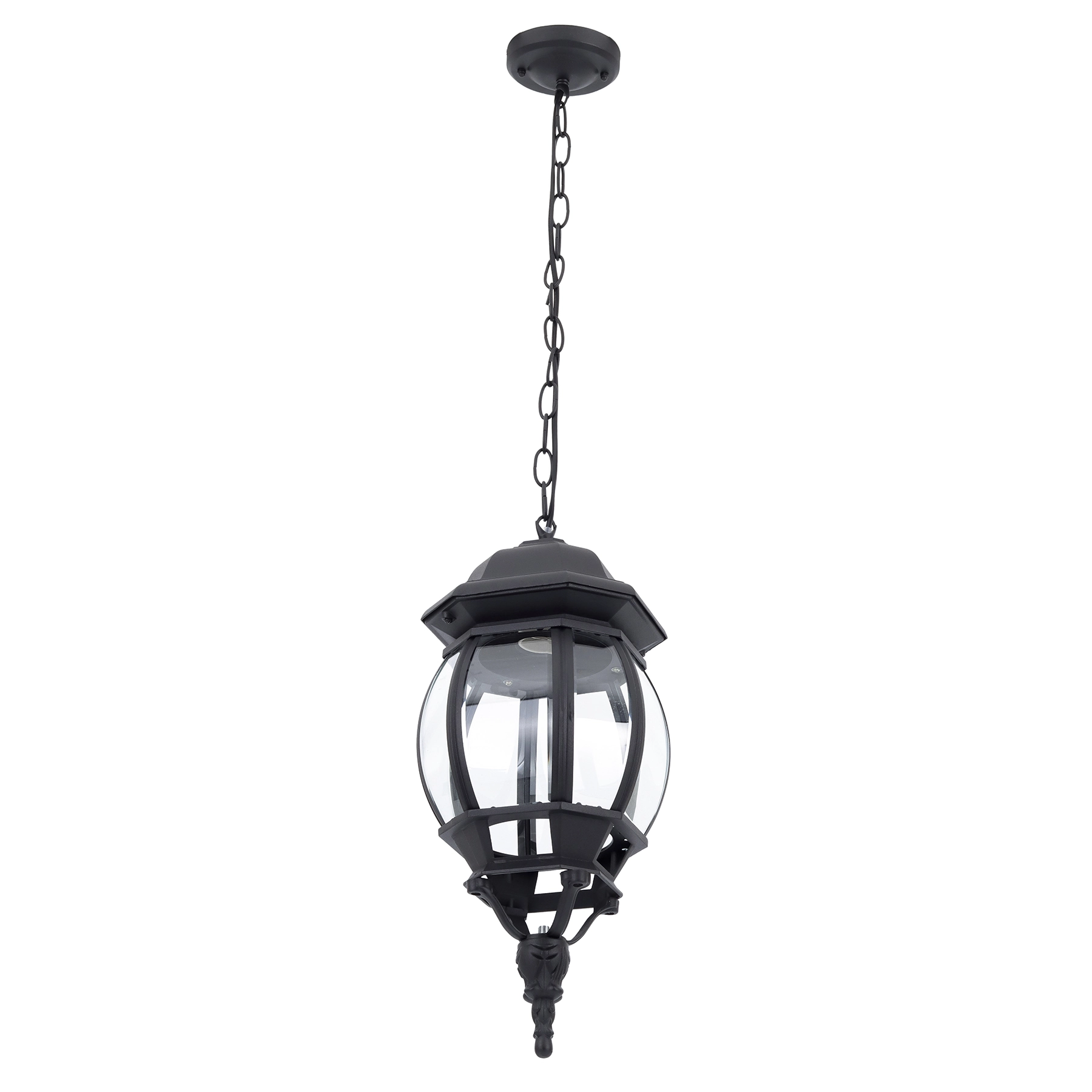 Pendente Externo 1 Lâmpada Metal e Vidro Preto Lille 46 cm Biancoluce