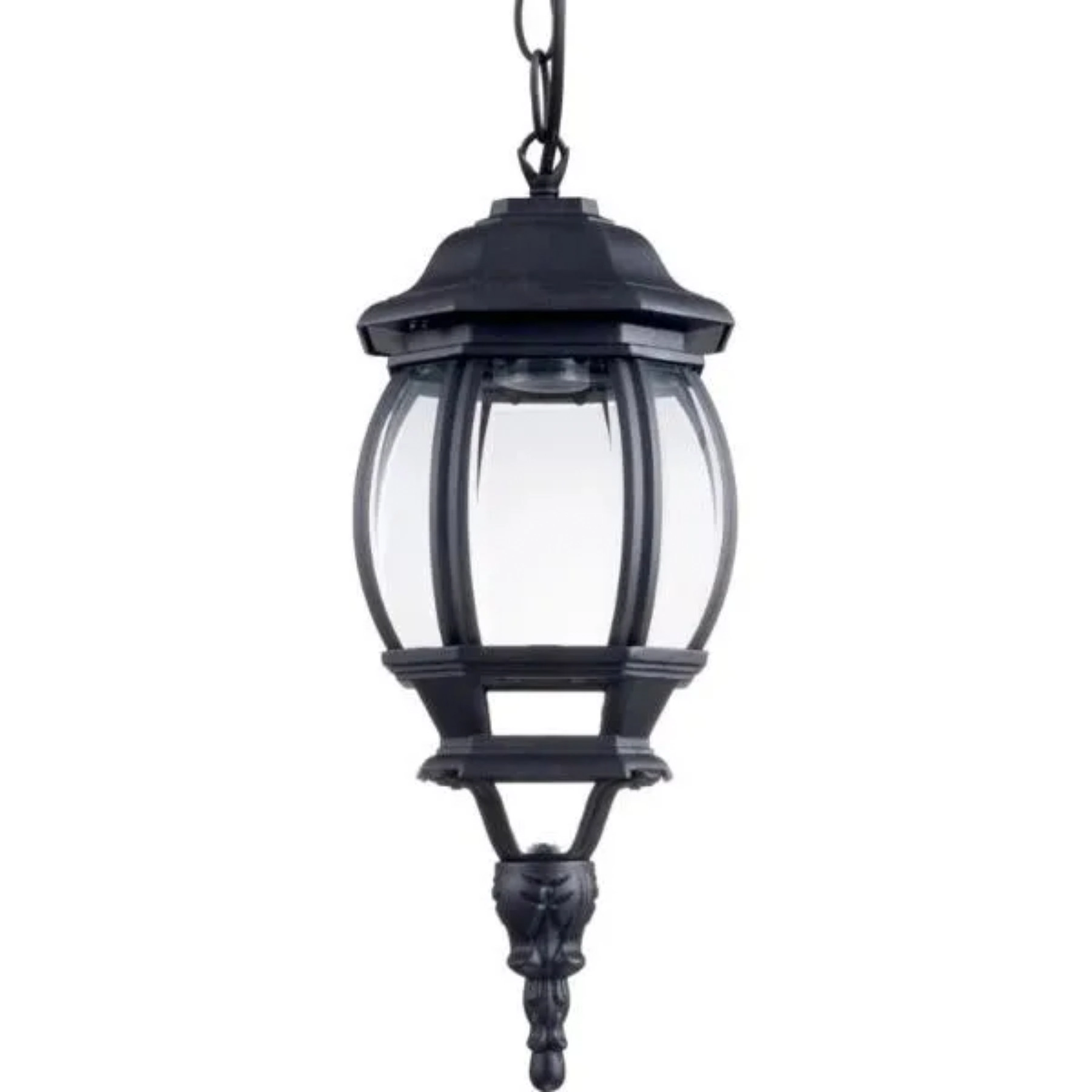 Pendente Externo 1 Lâmpada Metal e Vidro Preto Lille 40 cm Biancoluce