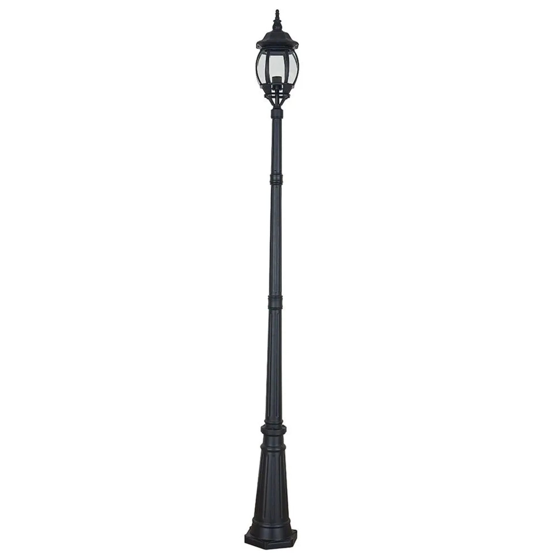 Poste de Jardim 1 Lâmpada Preto Metal e Vidro 2,4m IP43 Lille Biancoluce