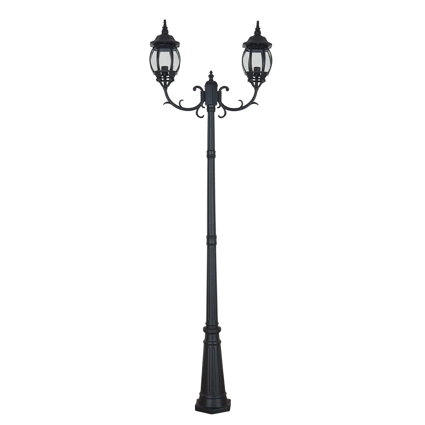 Poste de Jardim 2 Lâmpadas Preto Metal e Vidro 2,4m IP43 Lille Biancoluce