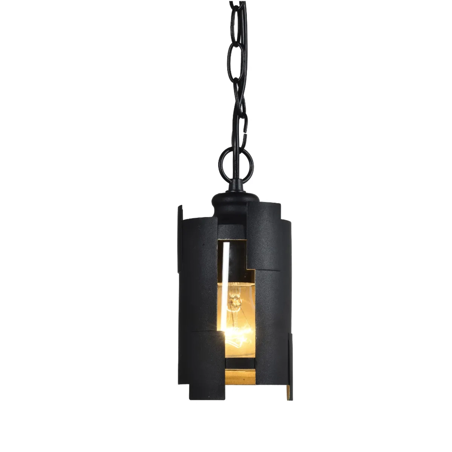 Pendente Externo 1 Lâmpada Metal e Vidro Preto e Dourado York Biancoluce