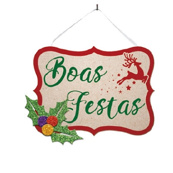 Placa Madeira Boas Festas