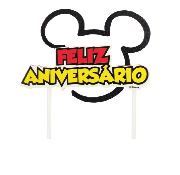 Topo De Bolo Mdf Mickey Mouse 20cm Ref.mk2004