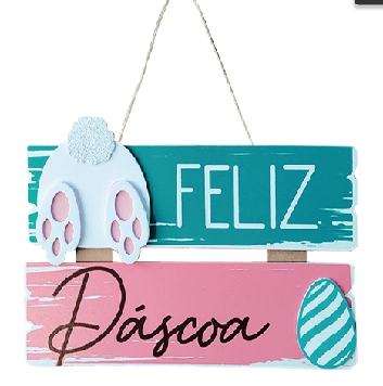 Placa 2 Partes Feliz Pascoa