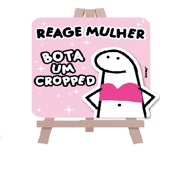 Mini Cavalete Reage Mulher Flork Meme 14x11,5cm