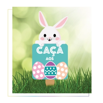 Mini Placa Mdf Jardim Caca Aos Ovos 15x38cm