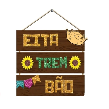 Placa Mdf 3 Partes Eita Trem Bao 24,5x21cm