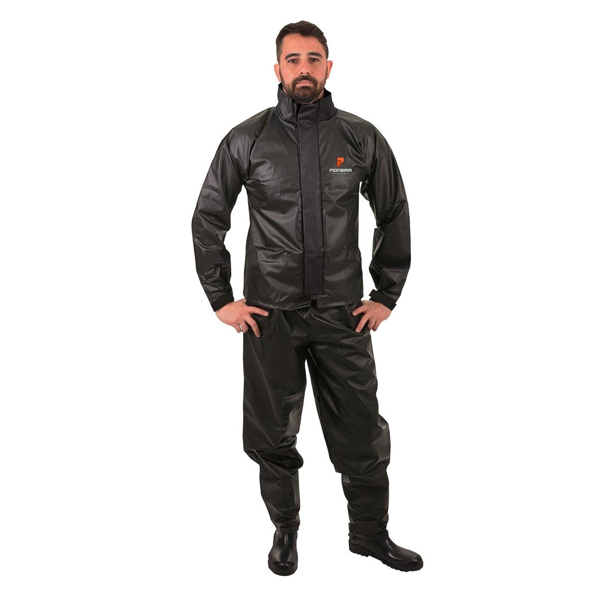 Conjunto Motoqueiro Bravo Com Gola Pvc Preto G - Pioneira, Tamanho: G