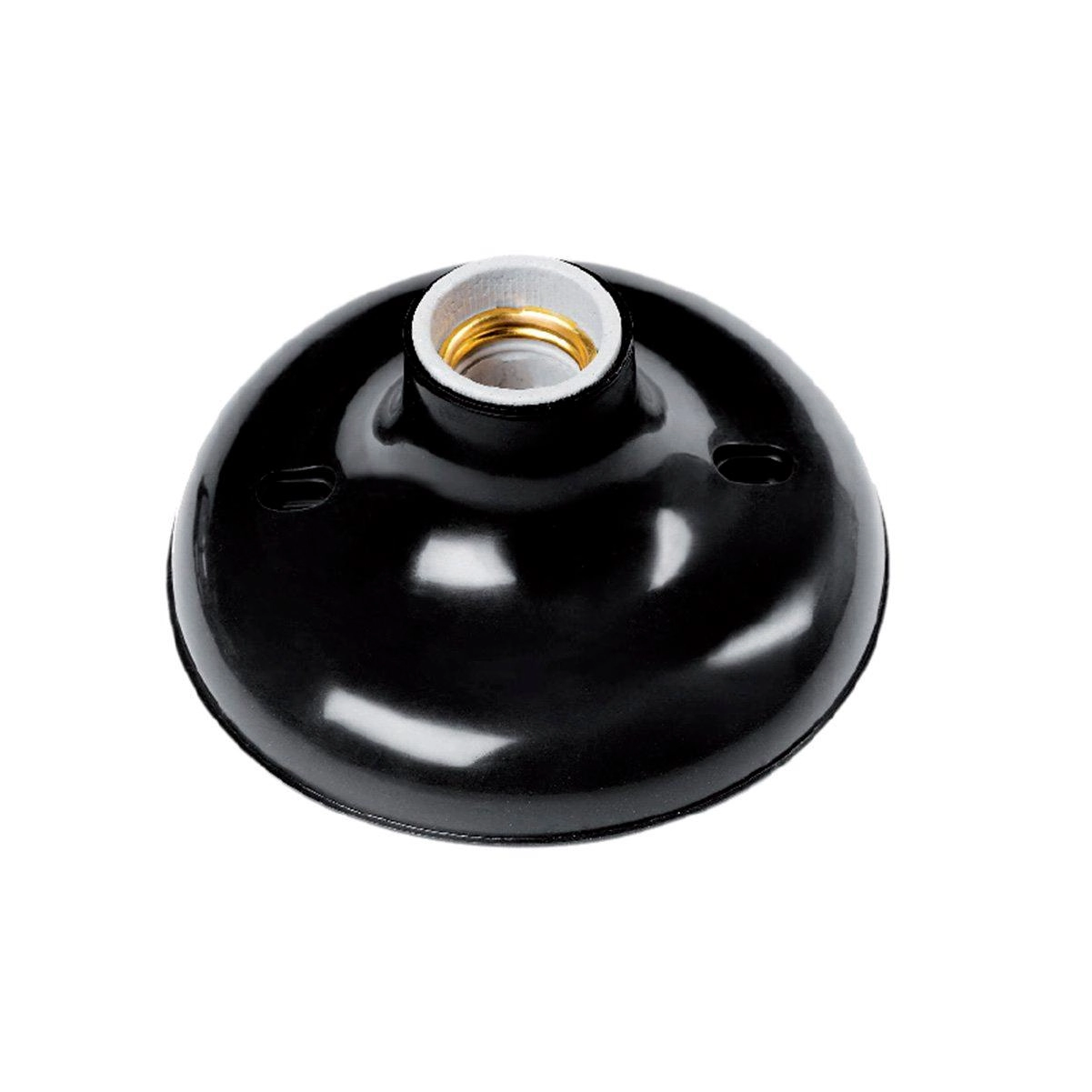 Kit 3 Plafon Redondo Com Bocal Porcelana Preto - Plaslumi