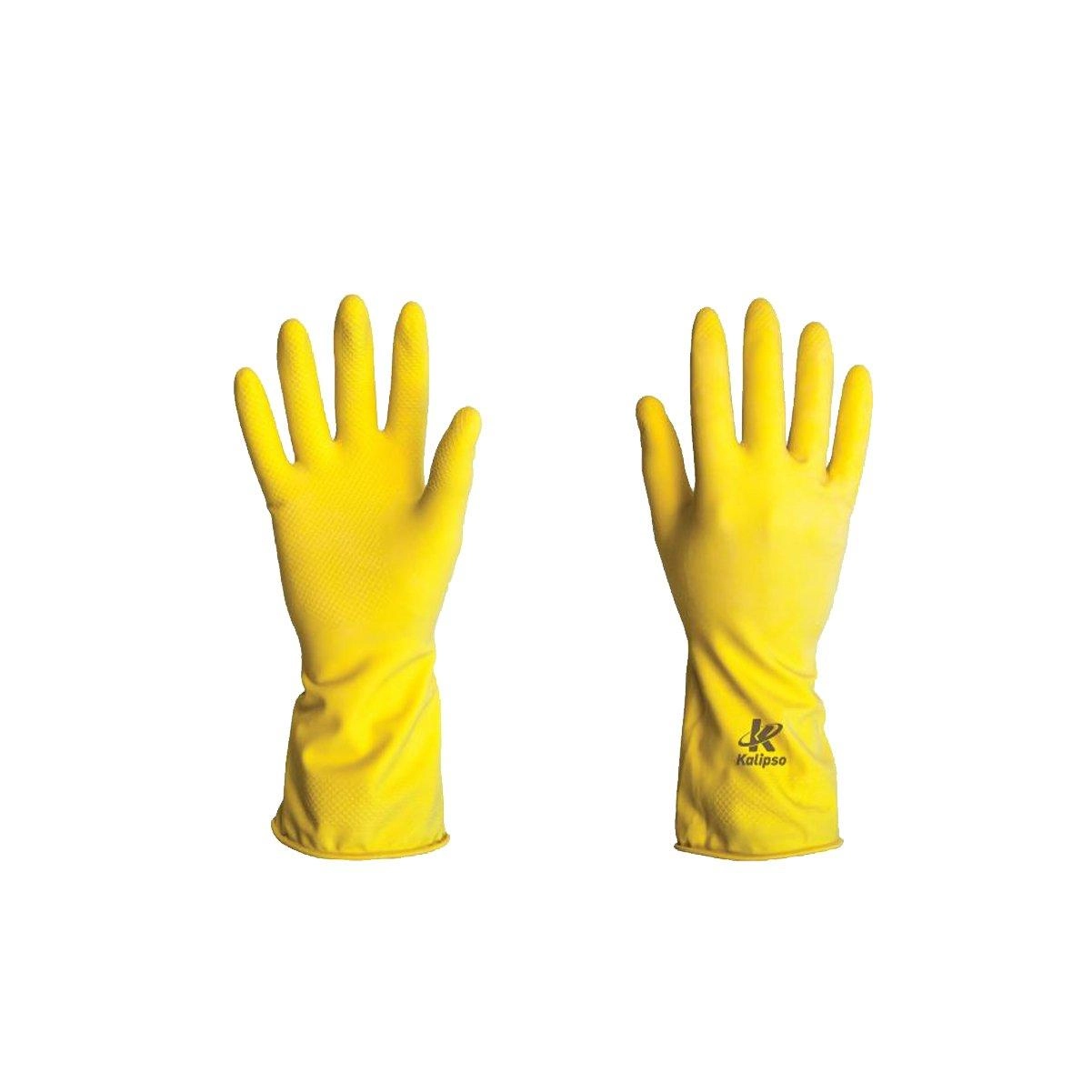 Kit 20 Luva Látex Amarela Forrada Anti-derrapante P