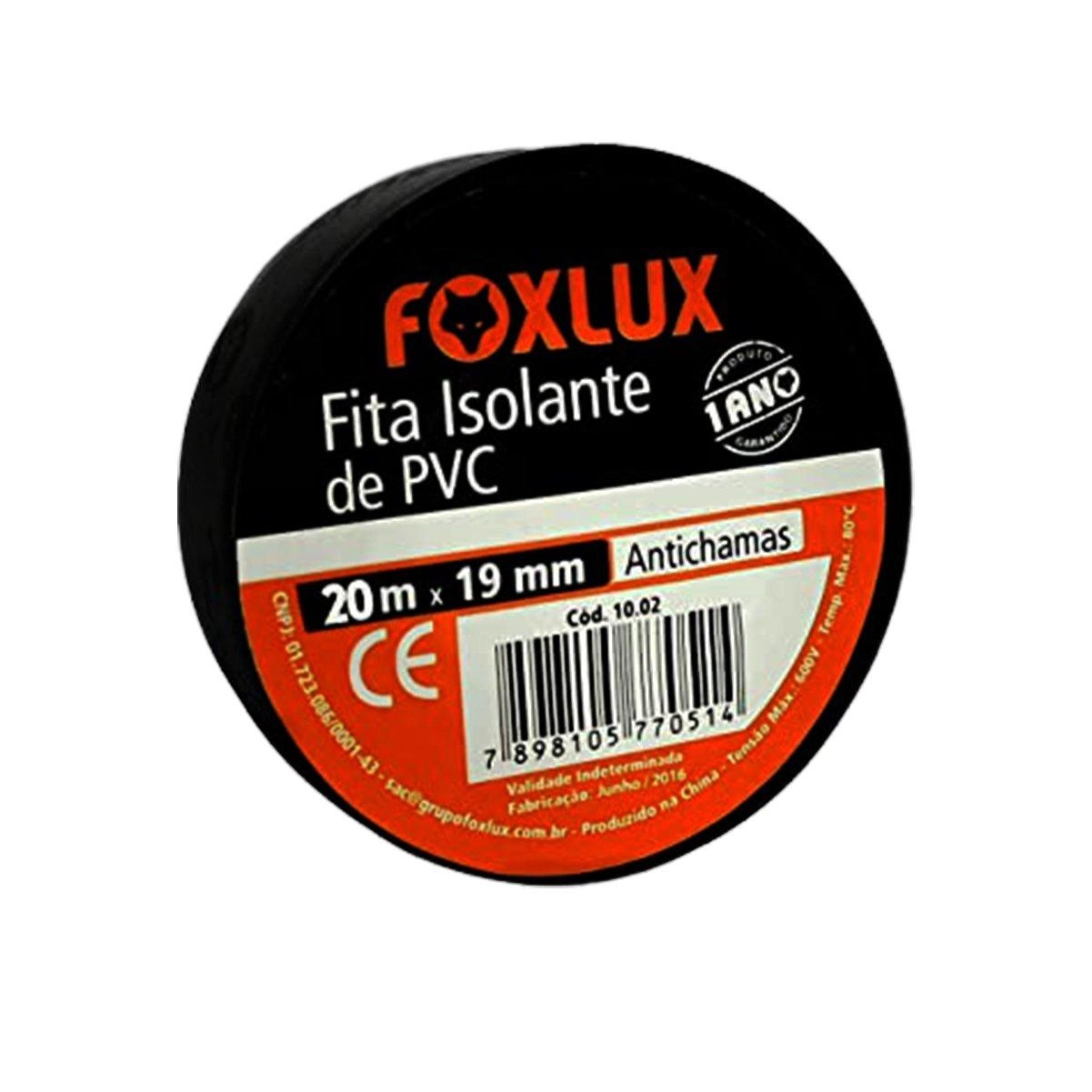 Kit 10 Fita Isolante Antichamas Preta 19mm X 20m - Foxlux