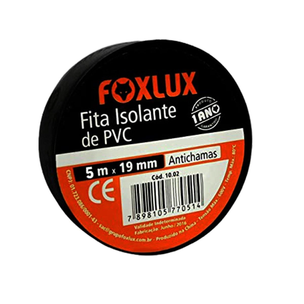 Kit 10 Fita Isolante Antichamas Preta 19mm X 5m - Foxlux