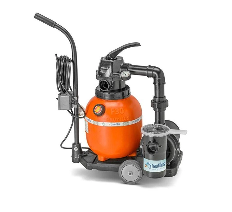 Filtro Bomba 1/4cv Portátil Piscinas 16 Mil Litros Carrinho Nautilus