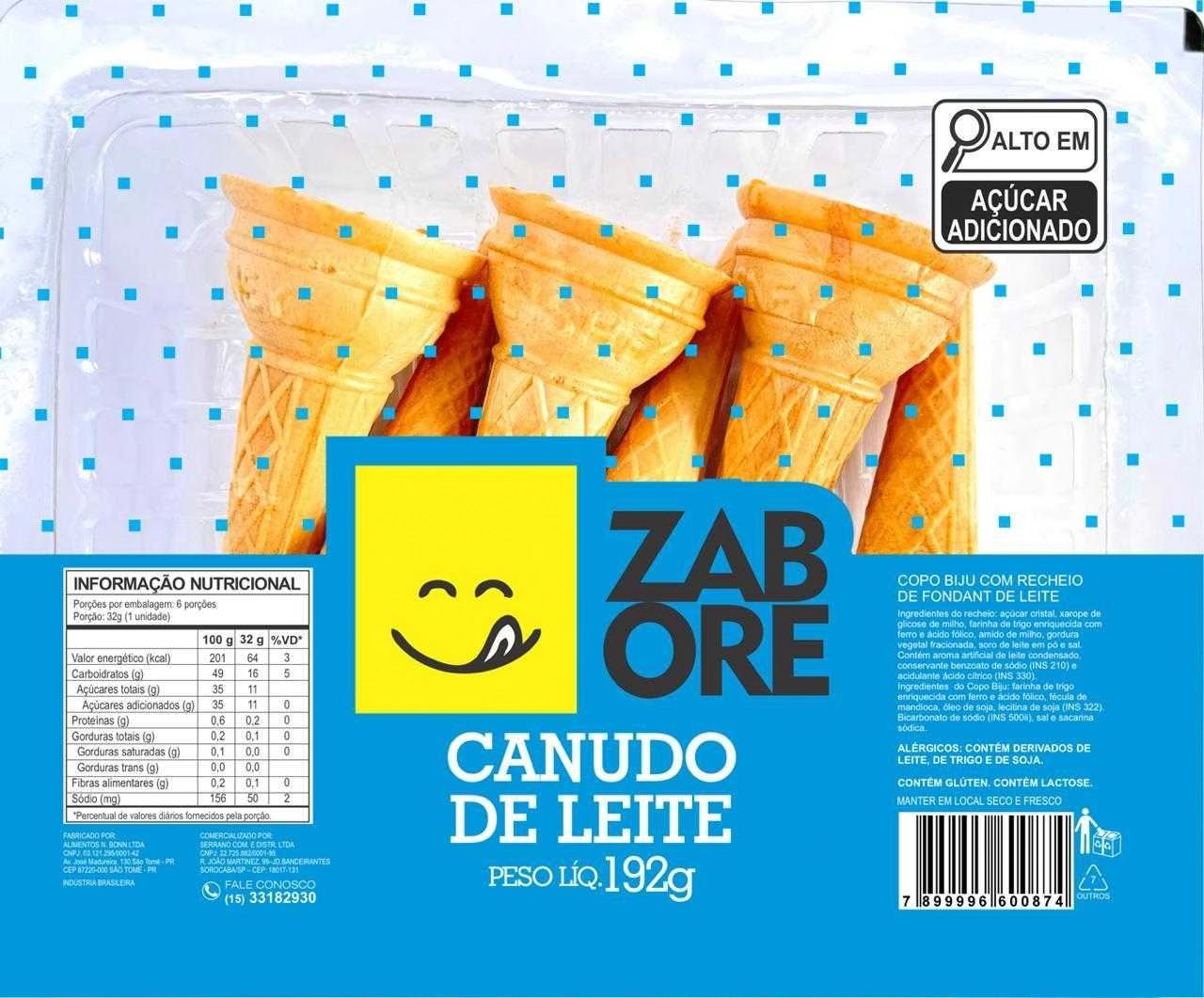 Canudo De Leite 192g Zabore