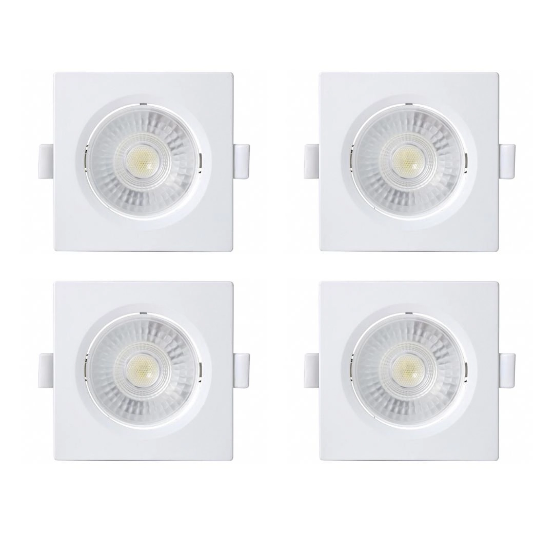 Kit 4 Spot Embutir Taschibra Alltop Quadrado Led 7w 3000k