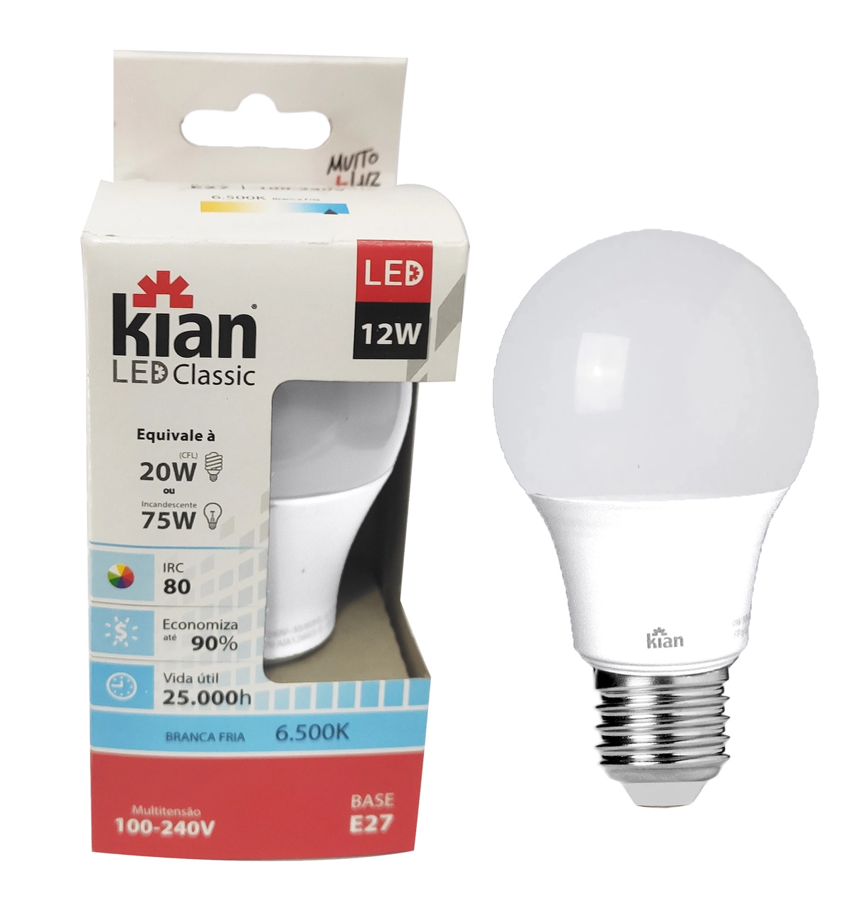 Lâmpada De Led Multilit Branca E27 15w - 6500k Bulbo