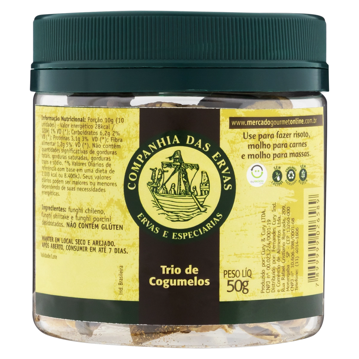 Trio De Cogumelos Desidratado Companhia Das Ervas Pote 50g