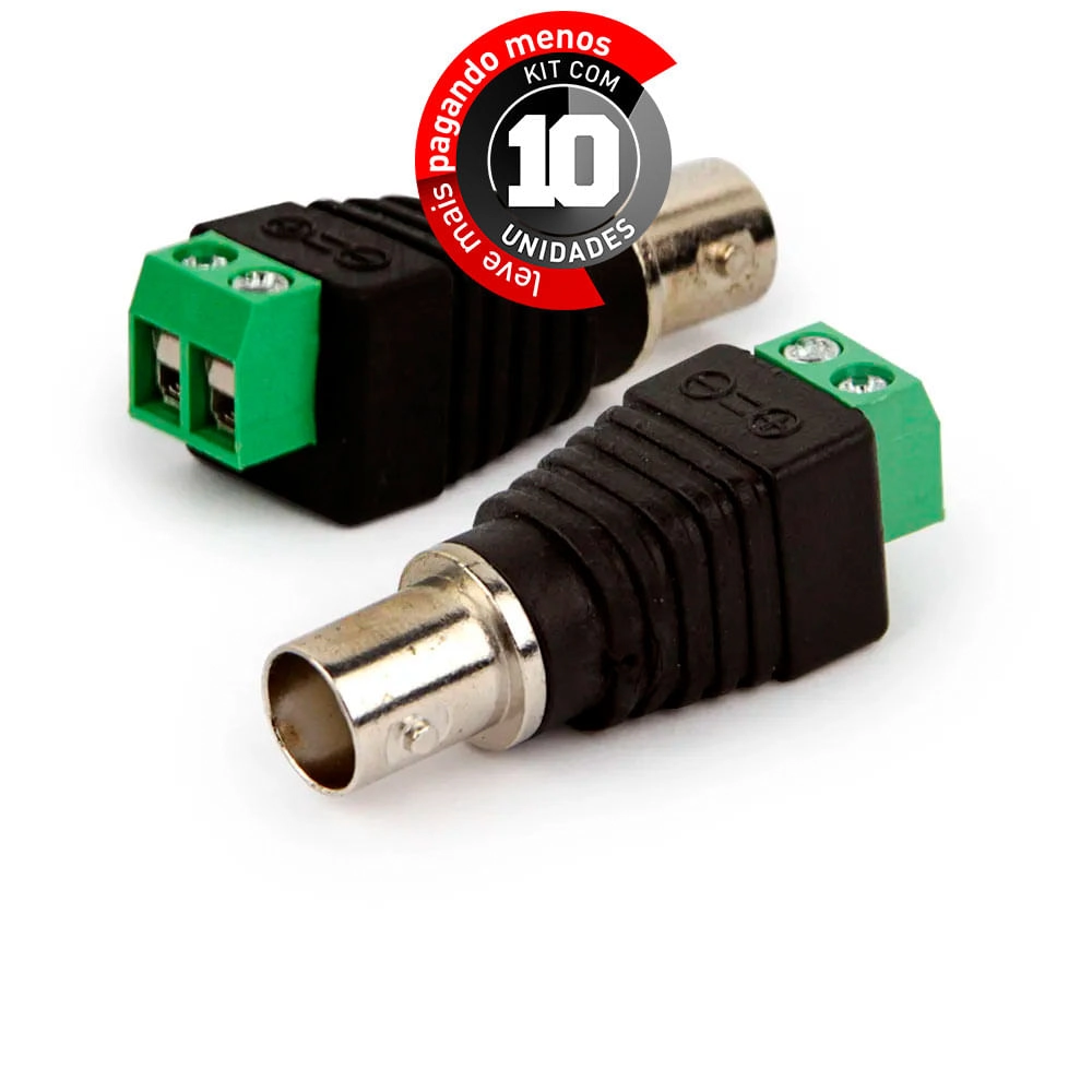 Kit Com 10 Adaptador Borne X Plug Bnc Fêmea