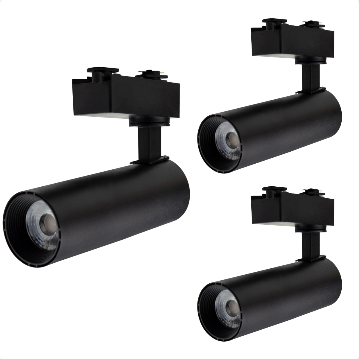 Kit 3 Spot Longo Led Mr16 Para Trilho Eletrificado Preto 3000k Quente
