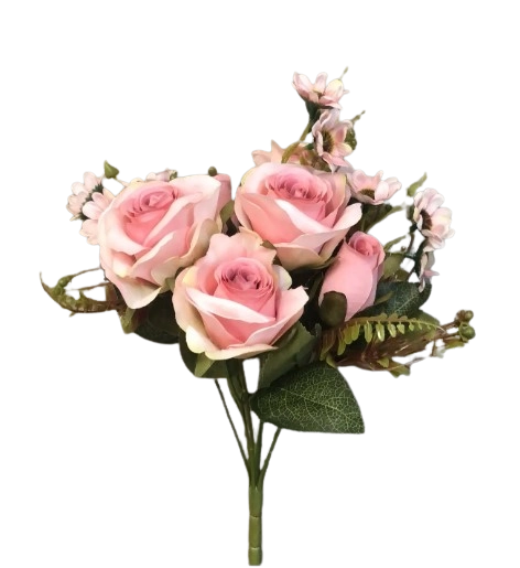 Buque Botao Rosa 42cm X10 Bela Flor