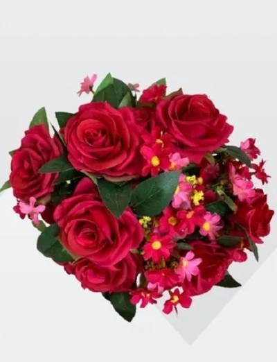 Buque Rosa C/flor Do Campo Vermelha 30cm C7 Flores