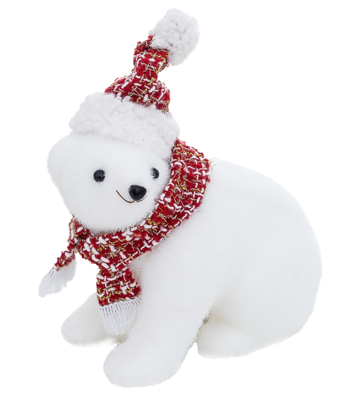 Enfeite Pelucia Natal Urso Sentado 22cm 35411 Bela Flor