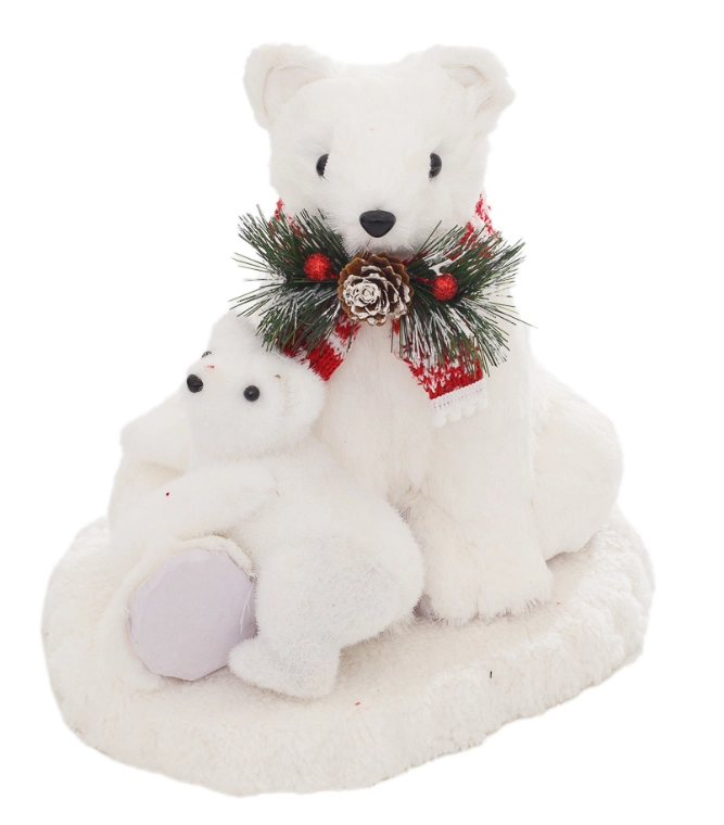 Enfeite Pelucia Natal Urso Polar Filhote 26cm Ta231055b Bela Flor
