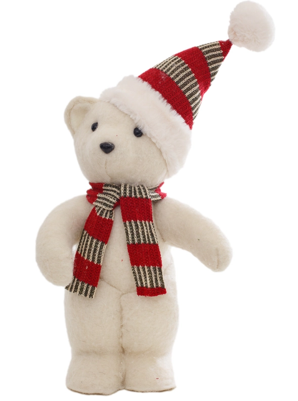 Enfeite Pelucia Natal Urso Gorro Cachecol 39cm Ta236051b Bela Flor