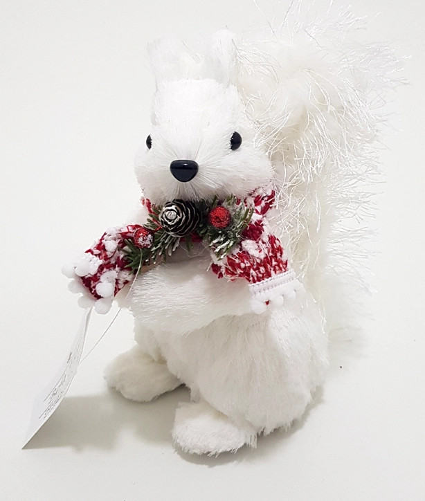 Enfeite Pelucia Natal Esquilo Cachecol Pe 9x15x18cm Ta231066c Bela Flo