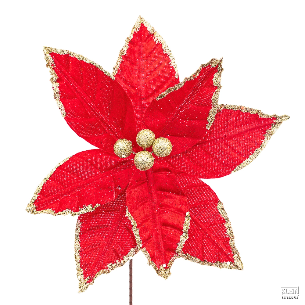 Haste Poinsettia Textura E Glitter 25cm 34473 Bela Flor