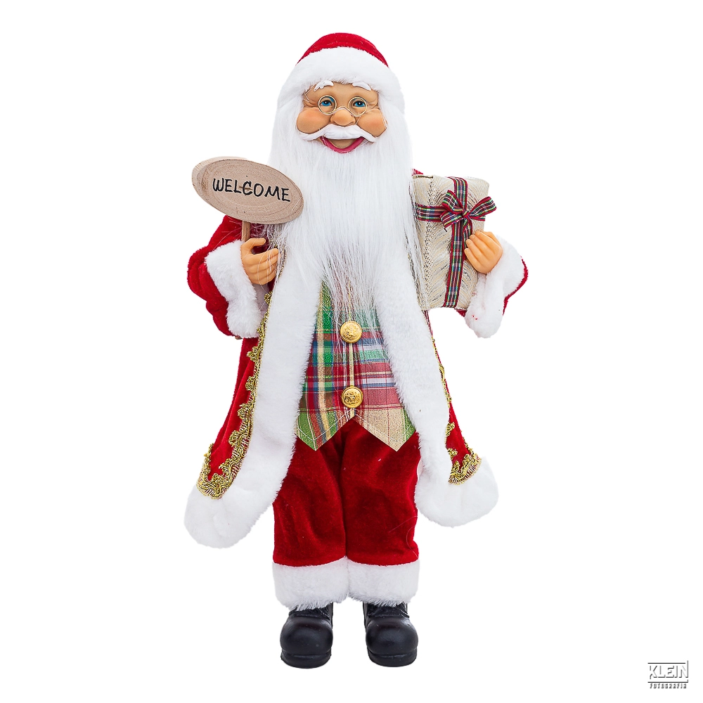 Papai Noel Em Pe Welcome 25x15x45cm Xm23 Au004 Bela Flor