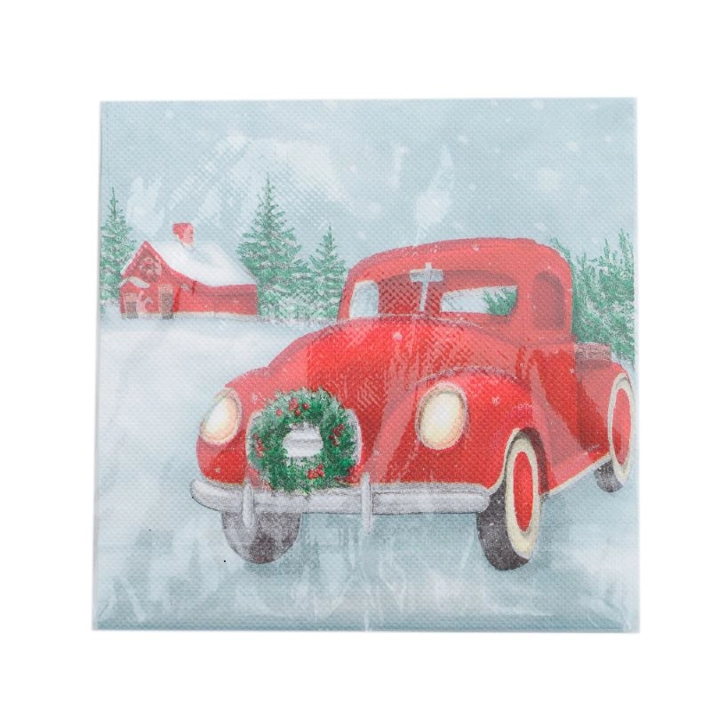 Guardanapo Natal Folha Dupla Carro 16.5cm 12un 36276a Bela Flor
