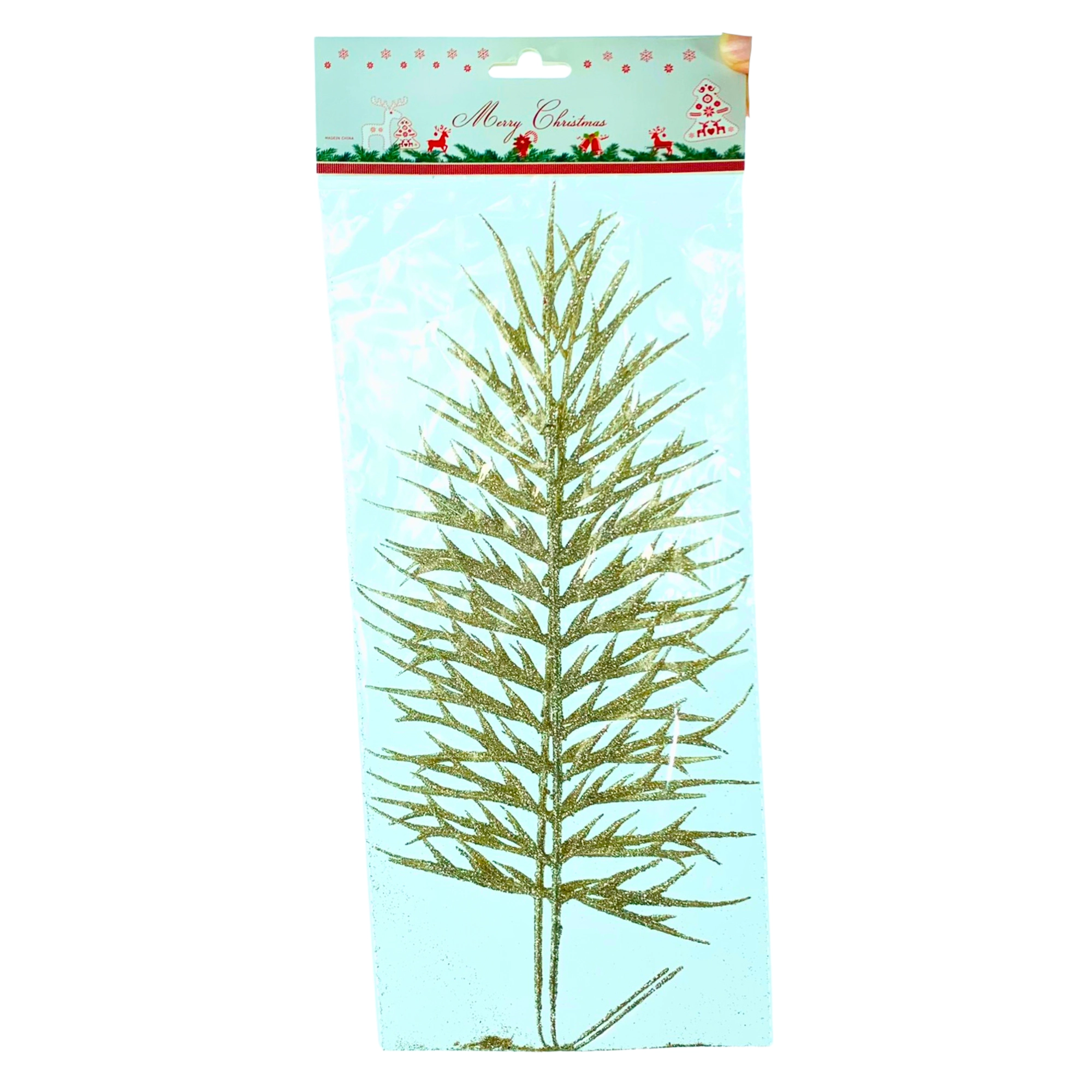 Flor Folhas Glitter 2un 34x16cm 30919w Bela Flor