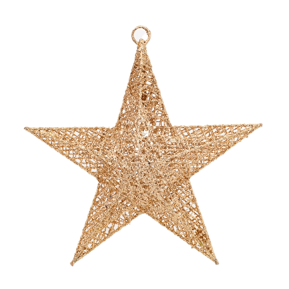 Enfeite Pendurar Arvore Natal Estrela Champanhe 26cm 35264ch Bela Flor