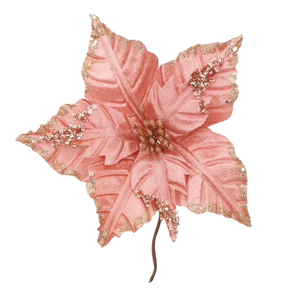 Haste Poinsettia Borda E Glitter 30cm 31244w Bela Flor