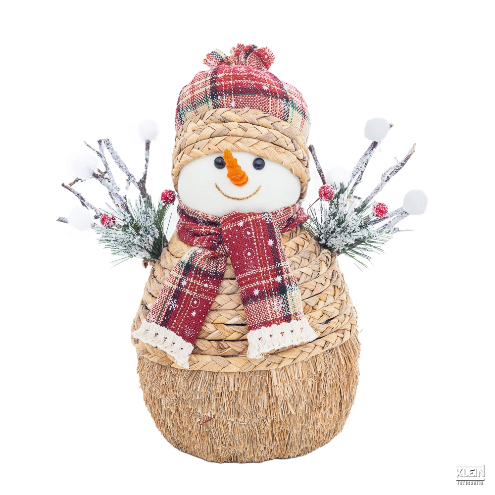 Boneco De Neve Em Palha 35x30cm Ta234002c Bela Flor
