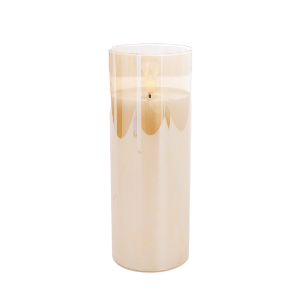 Enfeite Vela Vidro Espelhado Luz 7.5x20cm 31849 Bela Flor